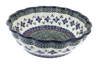 Polish Pottery Mosaic Flower Large Scallop Bowl