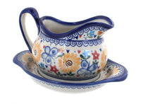 Polish Pottery Butterfly Gravy Boat & Plate