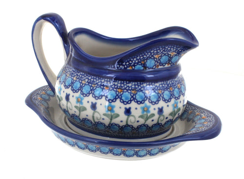 Polish Pottery Savannah Gravy Boat & Plate