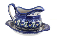 Polish Pottery Spring Blossom Gravy Boat & Plate