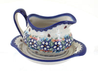 Polish Pottery Scarlett Gravy Boat & Plate