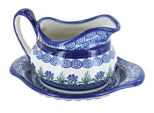 Polish Pottery Charleston Gravy Boat & Plate