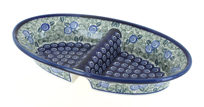Polish Pottery Seaside Swirl Divided Dish