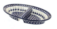 Polish Pottery Flowering Peacock Divided Dish