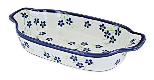 Polish Pottery Willow Rectangular Serving Dish with Handles