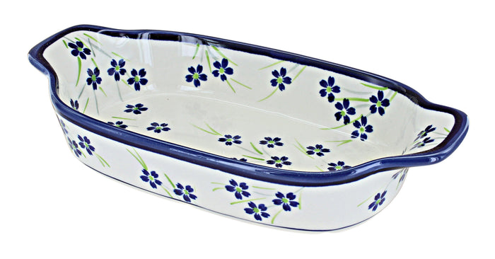 Polish Pottery Willow Rectangular Serving Dish with Handles