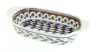 Polish Pottery Evergreen Rectangular Dish with Handles