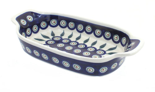 Polish Pottery Peacock Rectangular Serving Dish