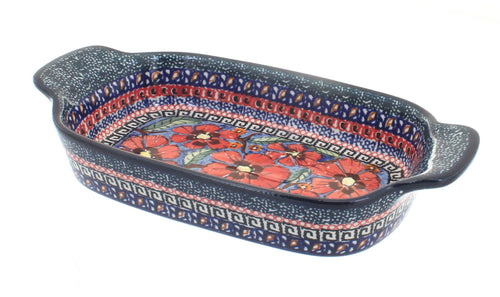 Polish Pottery Jungle Flower Rectangular Serving Dish