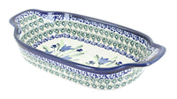 Polish Pottery Blue Tulip Rectangular Serving Dish