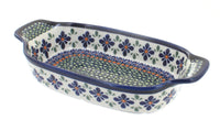 Polish Pottery Mosaic Flower Rectangular Serving Dish