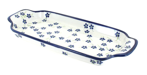 Polish Pottery Willow Bread Tray with Handles
