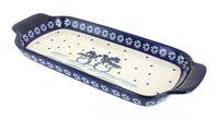 Polish Pottery Frosty Friend Bread Tray with Handles