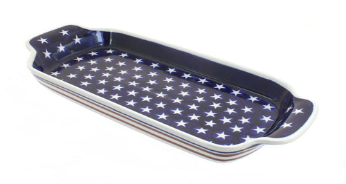 Polish Pottery Stars & Stripes Bread Tray with Handles