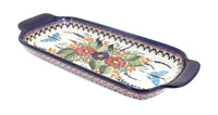 Polish Pottery Floral Butterfly Bread Tray with Handles
