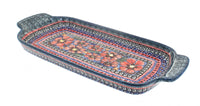 Polish Pottery Jungle Flower Bread Tray with Handles
