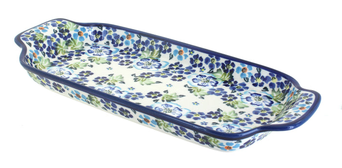 Polish Pottery Vintage Violet Bread Tray with Handles