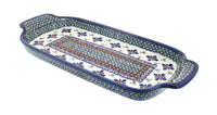 Polish Pottery Mosaic Flower Bread Tray with Handles