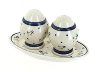 Polish Pottery Country Meadow Salt & Pepper Shaker with Plate