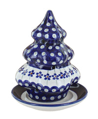 Polish Pottery Flowering Peacock Christmas Tree Luminary
