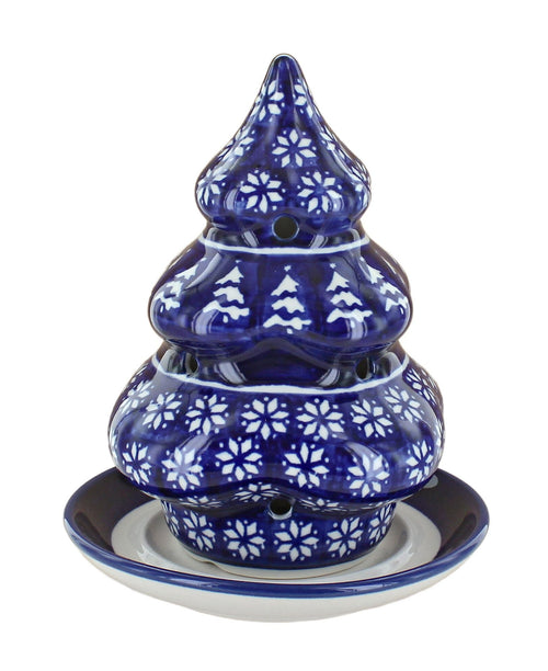 Polish Pottery Winter Nights Christmas Tree Luminary