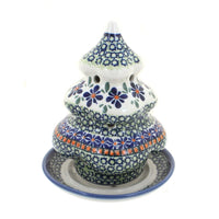 Polish Pottery Mosaic Flower Christmas Tree Luminary