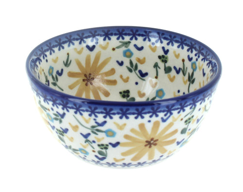 Polish Pottery Yellow Daisy Dessert Bowl