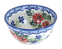Polish Pottery Cherry Red Bouquet Dessert Bowl