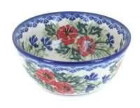 Polish Pottery Cherry Red Bouquet Cereal/Soup Bowl