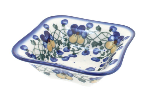Polish Pottery Pansies Square Bowl