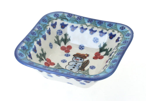 Polish Pottery Frosty Duo Square Bowl