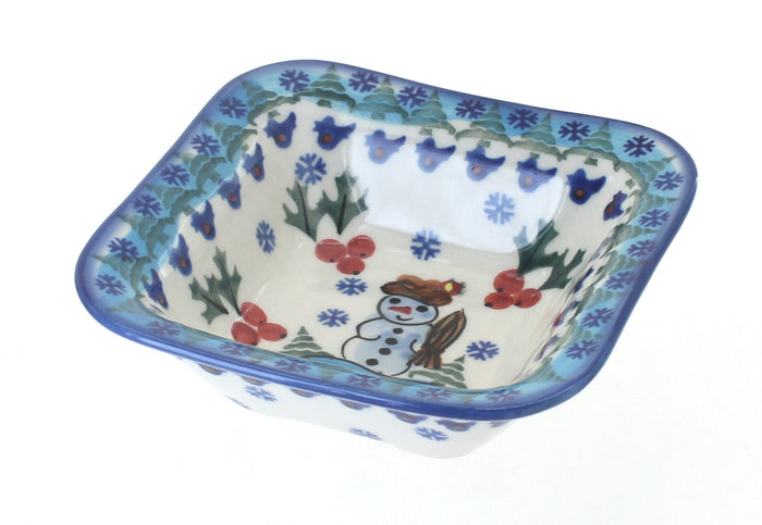 Polish Pottery Frosty Duo Square Bowl