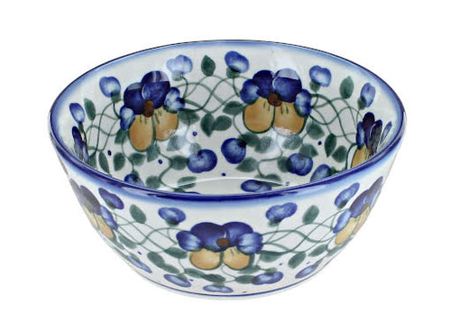 Polish Pottery Pansies Cereal/Soup Bowl