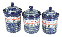 Polish Pottery Peach Posy Canister Set