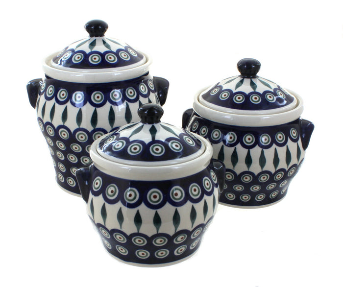 Peacock Canister Set Polish Pottery
