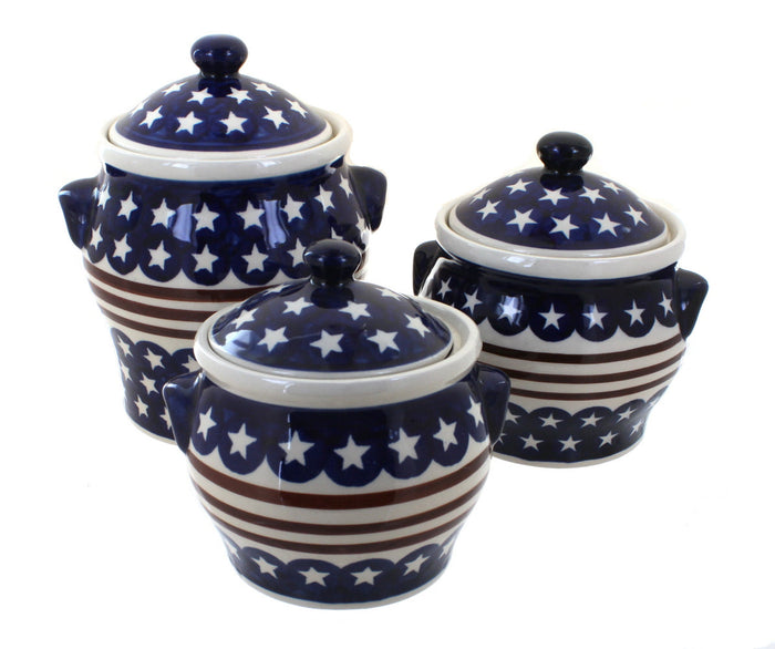 Stars & Stripes Canister Set Polish Pottery