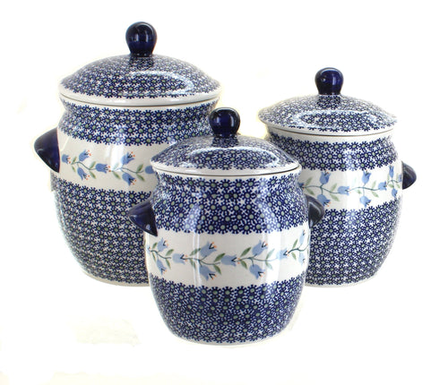 Polish Pottery Tulip 3 Piece Canister Set