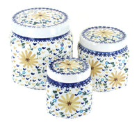 Polish Pottery Yellow Daisy 3 Piece Canister Set