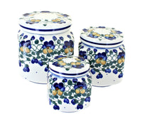 Polish Pottery Pansies 3 Piece Canister Set