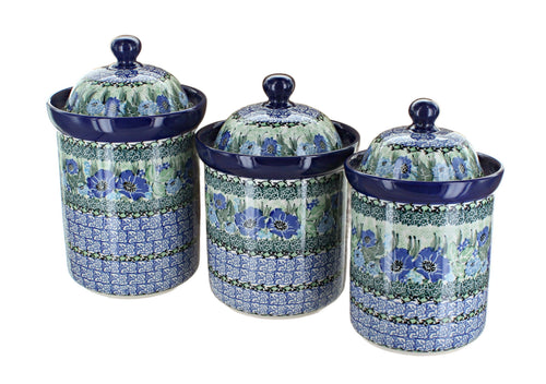 Polish Pottery Sapphire Fields Canister Set