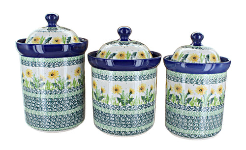 Polish Pottery Dandelion Canister Set