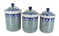 Polish Pottery Peacock Swirl Canister Set