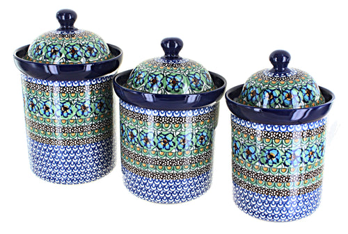 Polish Pottery Mardi Gras Canister Set