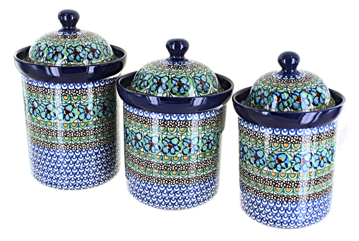 Polish Pottery Mardi Gras Canister Set