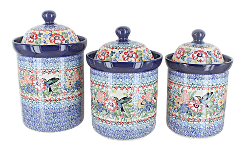 Polish Pottery Hummingbird Canister Set