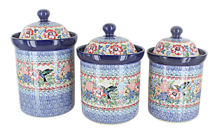 Polish Pottery Hummingbird Canister Set