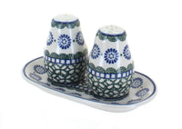 Polish Pottery Maia Salt & Pepper Shakers with Tray