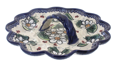 Polish Pottery Ladybug Egg Plate