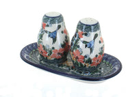 Polish Pottery Maria Salt & Pepper Shakers with Tray