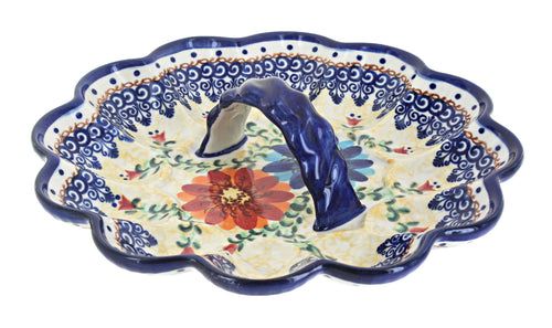Polish Pottery Autumn Burst Egg Plate